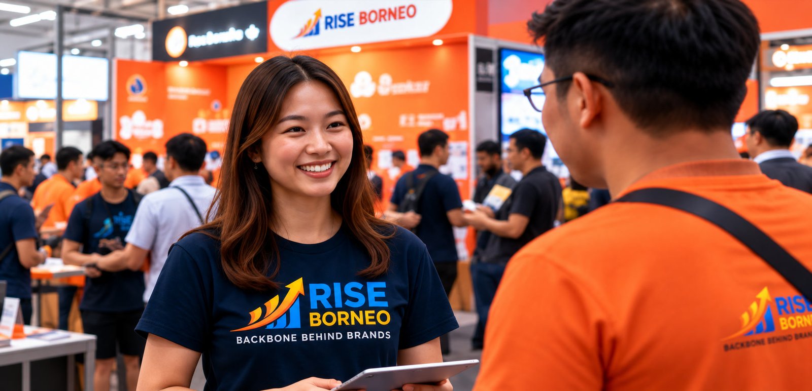 Illustrative RISE BORNEO representative engaging a customer